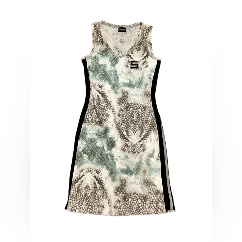 Sportalm Kitzbühel Reptile Tank Dress 40 Tie Dye Green Snake Print Sport Y2K L